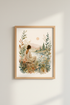 Boho Watercolor Art Print | Serene Mountain Lake Decor | Earthy Aesthetic Poster