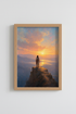 Jesus Landscape Art Print | Christian Sunset Mountain Poster | Modern Religious Decor