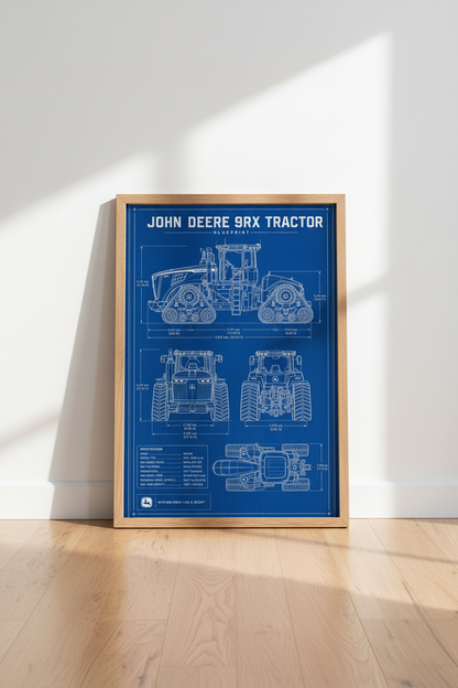 Tractor Blueprint Wall Art | Farm Machinery Poster, Man Cave &amp; Office Decor