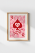 Pink Retro Queen Wall Art | Preppy Playing Card Poster, Trendy Dorm Room Decor