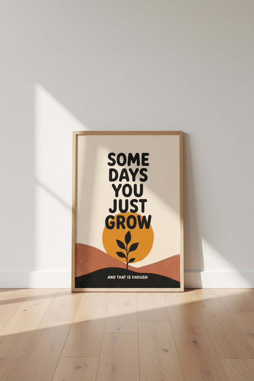 Boho Growth Quote Wall Art | Terracotta Abstract Landscape | Minimalist Poster