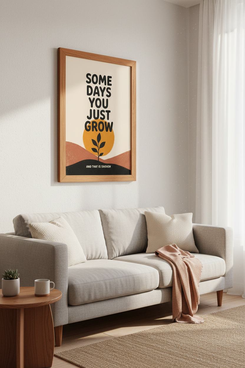 Boho Growth Quote Wall Art | Terracotta Abstract Landscape | Minimalist Poster