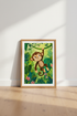 Monkey Jungle Wall Art | Cute Safari Animal Poster, Nursery & Playroom Decor