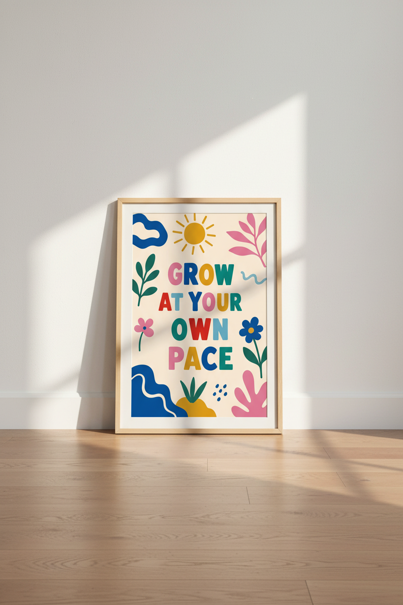 Grow At Your Own Pace Wall Art Print | Colorful Botanical Decor | Matisse Poster