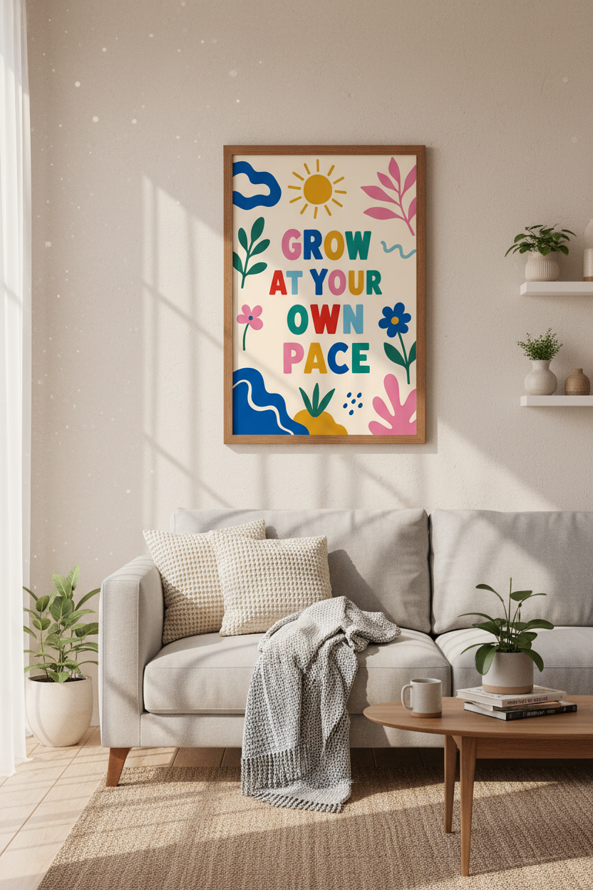Grow At Your Own Pace Wall Art Print | Colorful Botanical Decor | Matisse Poster