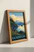 Kachemak Bay Alaska Travel Poster | Vintage Coastal Mountain Print, Living Room Wall Art