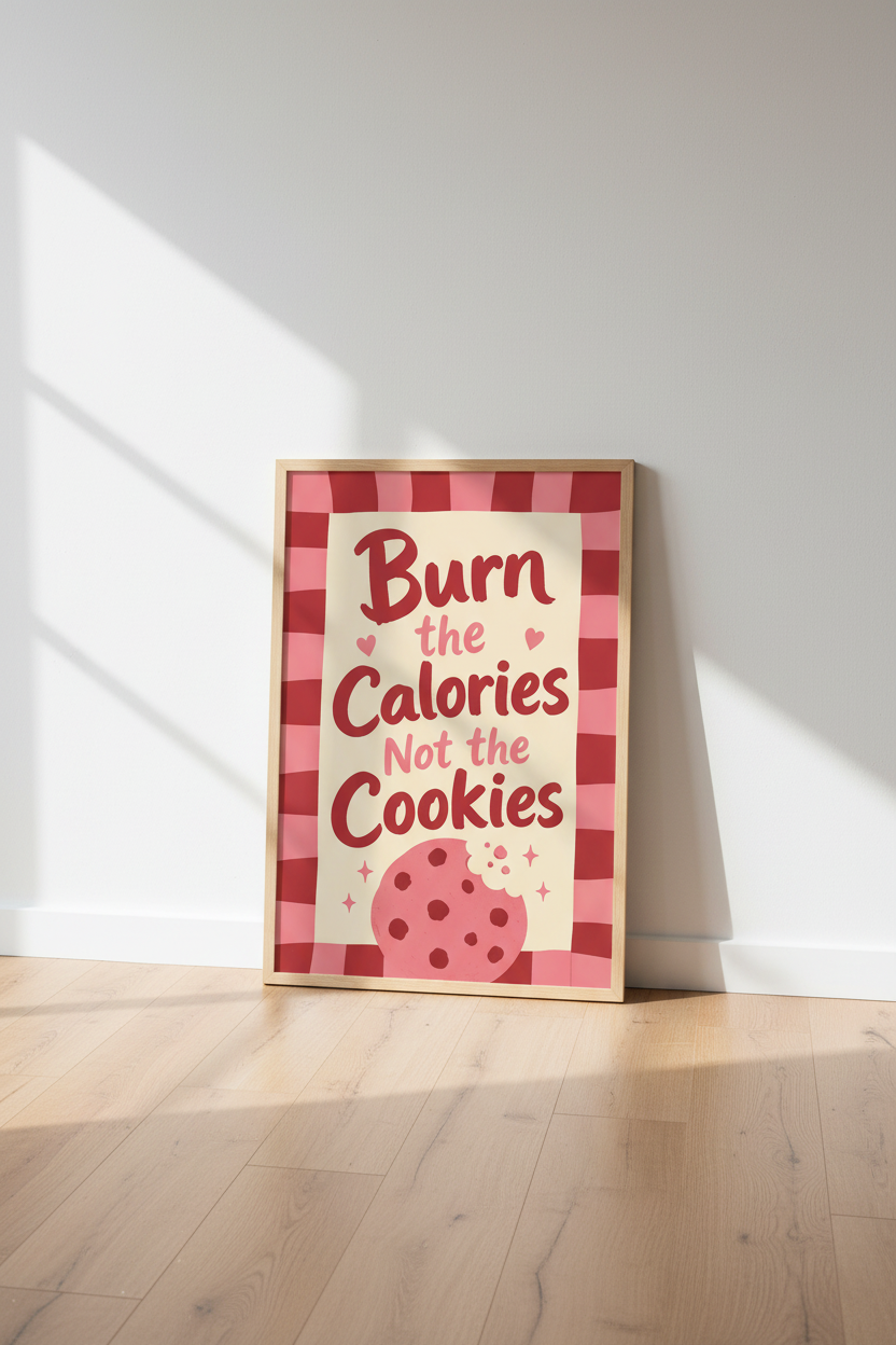 Retro Pink Kitchen Art | Funny Cookie Baker Quote Poster | Preppy Aesthetic Decor