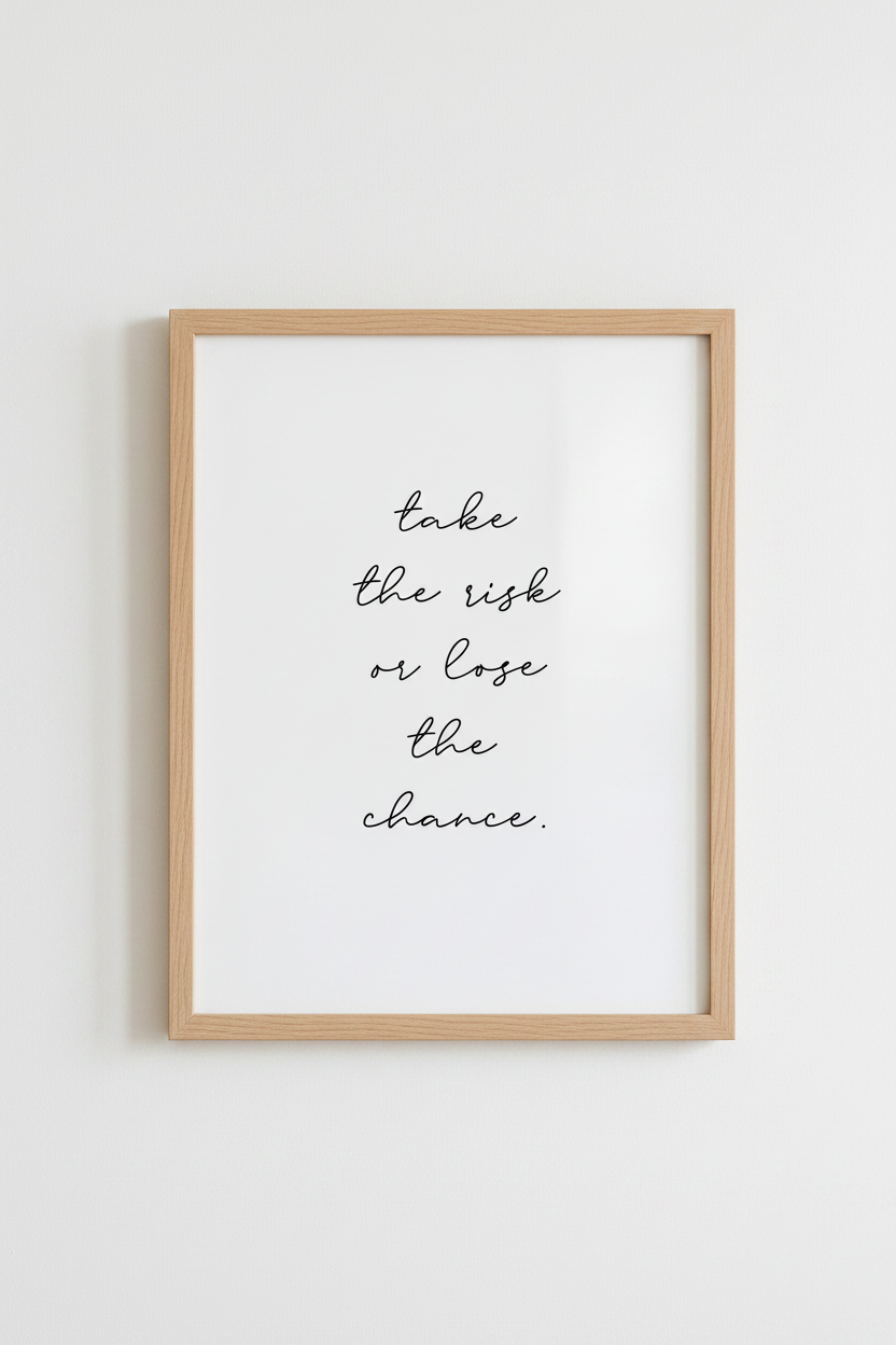 Motivational Quote Wall Art | Take The Risk Minimalist Poster, Office Decor