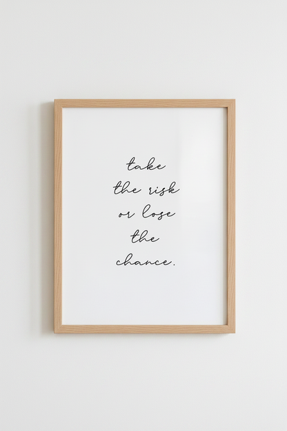 Motivational Quote Wall Art | Take The Risk Minimalist Poster, Office Decor
