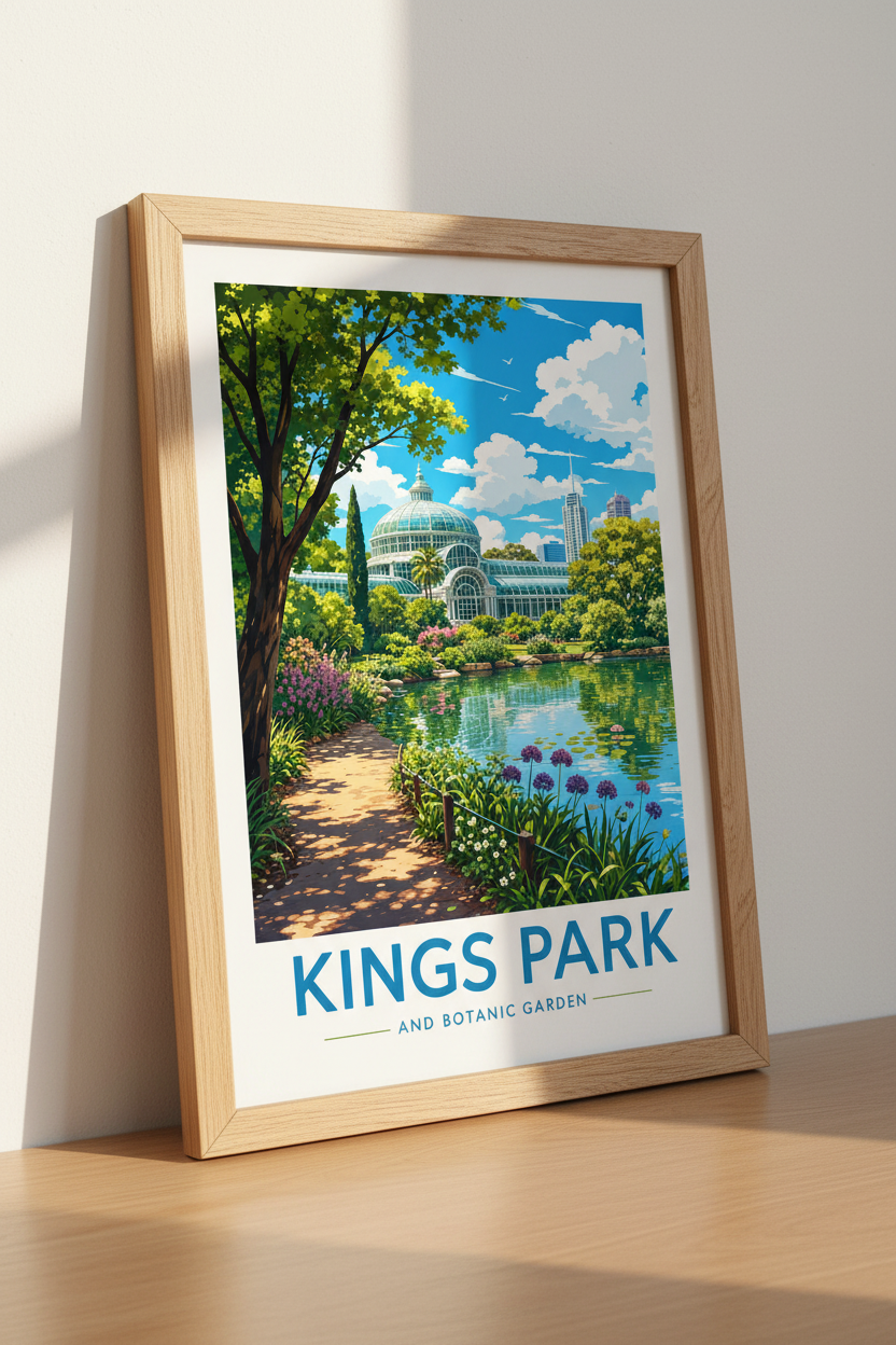 Kings Park Perth Wall Art | Vintage Botanic Garden Travel Poster | Modern Nature Decor