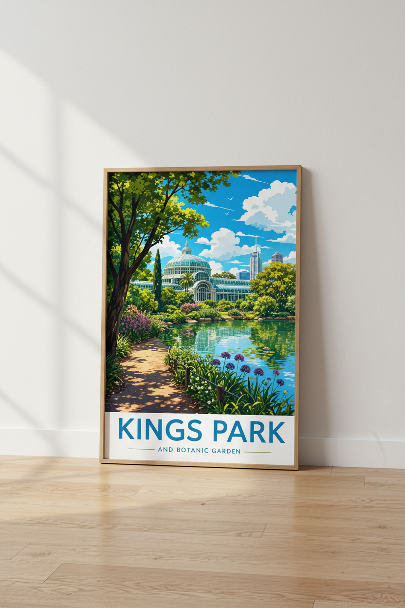 Kings Park Perth Wall Art | Vintage Botanic Garden Travel Poster | Modern Nature Decor