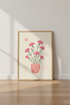 Pink Carnation Floral Wall Art | Botanical Illustration, Whimsical Garden Poster