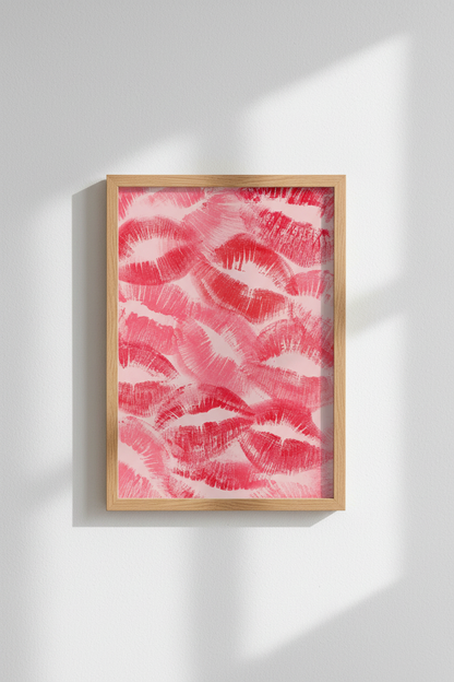 Preppy Pink Lips Wall Art | Girly Lipstick Poster, Aesthetic Dorm Decor