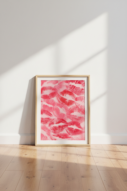 Preppy Pink Lips Wall Art | Girly Lipstick Poster, Aesthetic Dorm Decor