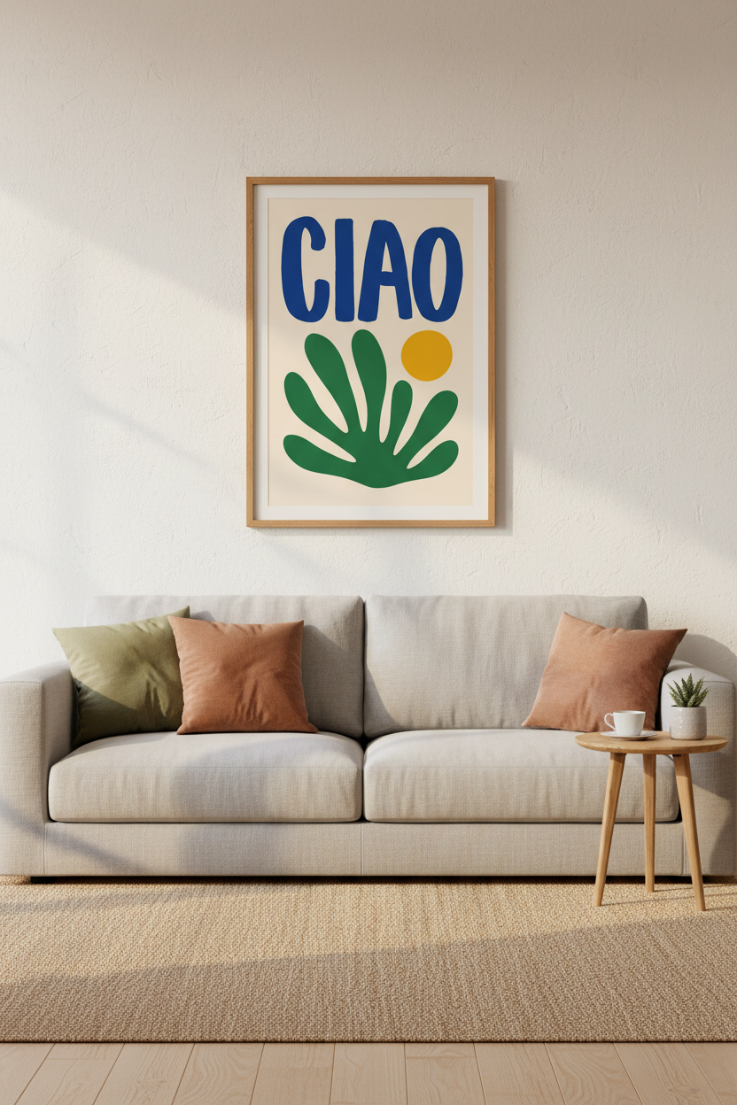 Tropical Abstract Poster | Bold Blue Palm Art | Living Room Decor