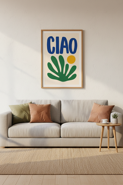 Tropical Abstract Poster | Bold Blue Palm Art | Living Room Decor