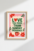 Retro Kitchen Wall Art Print | Pink & Red Dining Room Decor | Aesthetic Quote Poster