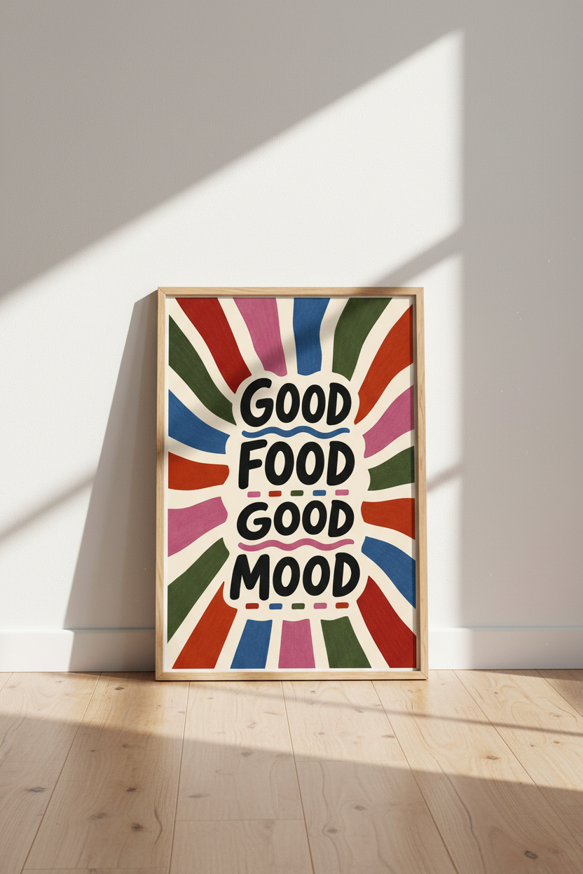 Colorful Typography | Bright Palette, Retro Vibe | Living Room Decor