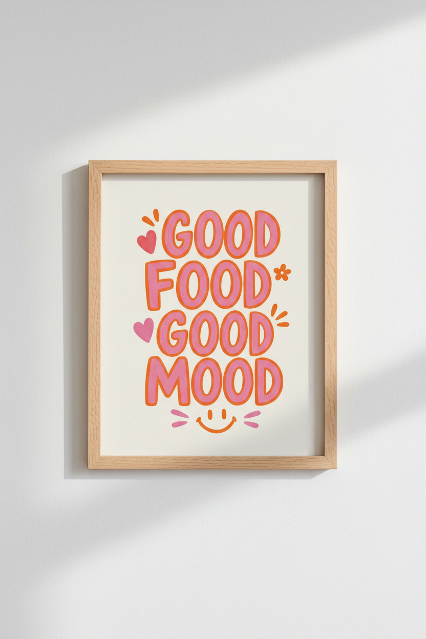 Colorful typography poster | Playful Kitchen Decor, Bright Dining Room