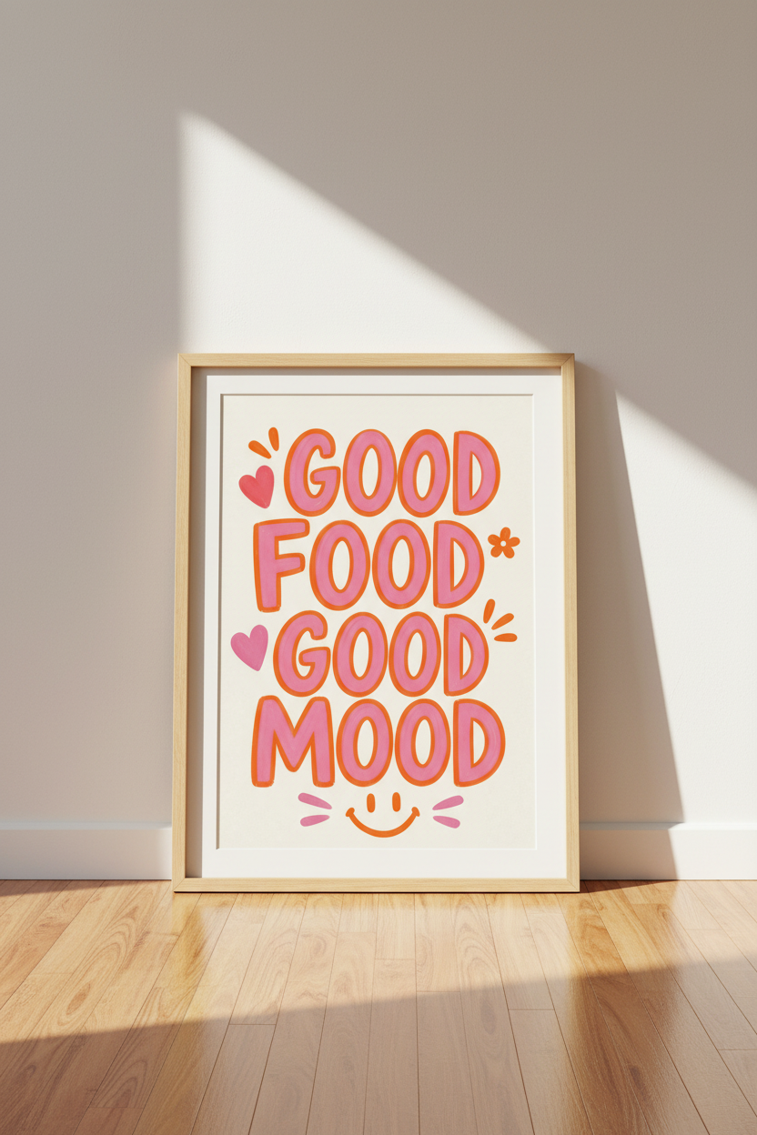 Colorful typography poster | Playful Kitchen Decor, Bright Dining Room