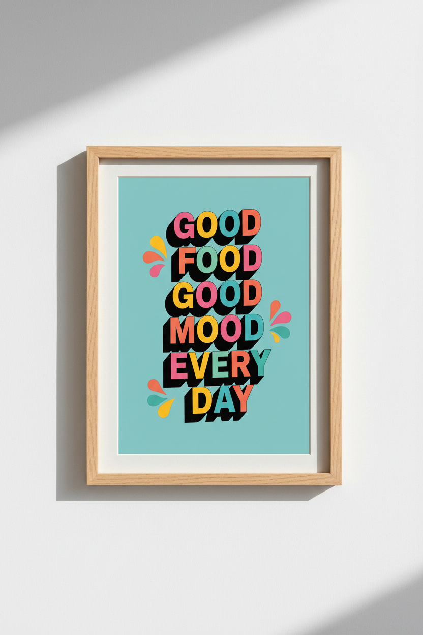 Retro Kitchen Wall Art | Colorful Typography Poster | Fun Dining Room Decor