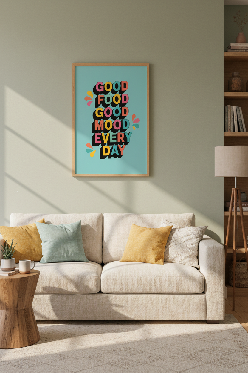 Retro Kitchen Wall Art | Colorful Typography Poster | Fun Dining Room Decor