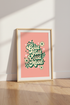 Good Food Good Mood Wall Art | Retro Kitchen Poster | Green & Pink Decor