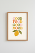 Good Food Good Mood Kitchen Wall Art | Retro Lemon Poster, Colorful Dining Room Decor
