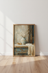 Floral Still Life Oil Painting | Rustic Blue Vase Poster, Farmhouse Decor