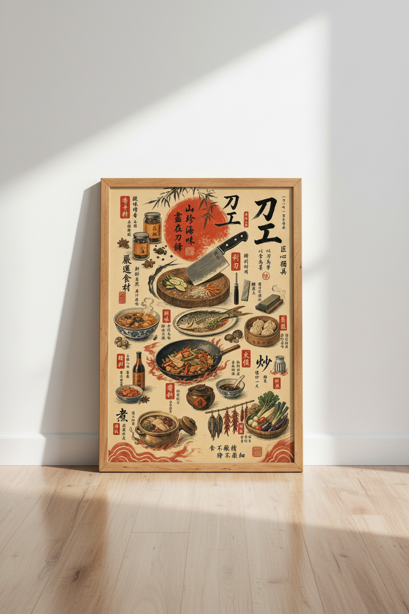 Japanese Kitchen Art | Vintage Culinary Illustration, Asian Food Poster