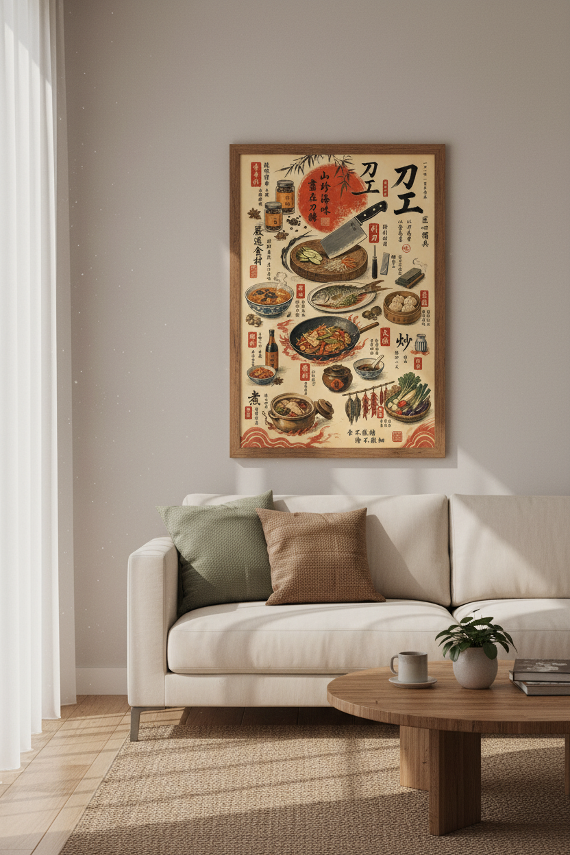 Japanese Kitchen Art | Vintage Culinary Illustration, Asian Food Poster