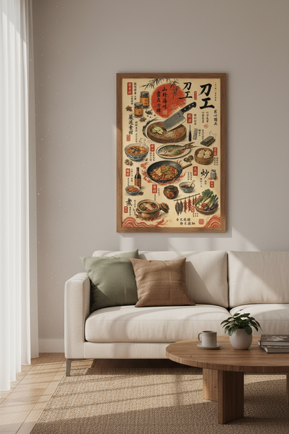 Japanese Kitchen Art | Vintage Culinary Illustration, Asian Food Poster