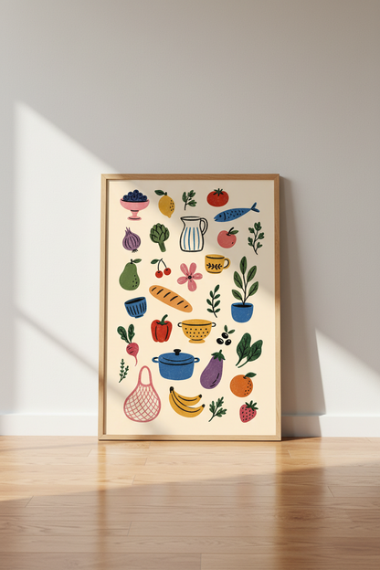 Kitchen Wall Art | Whimsical Pantry Print, Living Room Decor