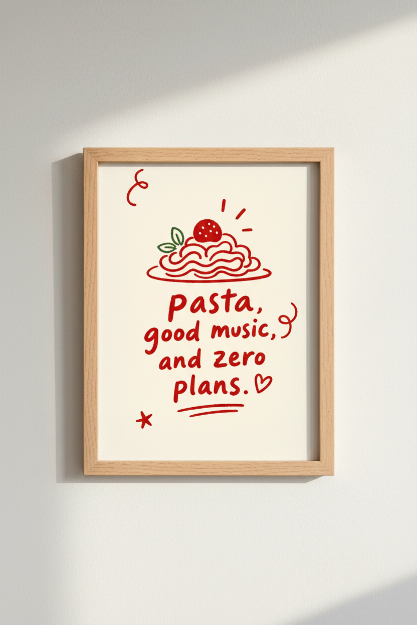 Playful Pasta Wall Art Print | Kitchen Decor | Modern Poster