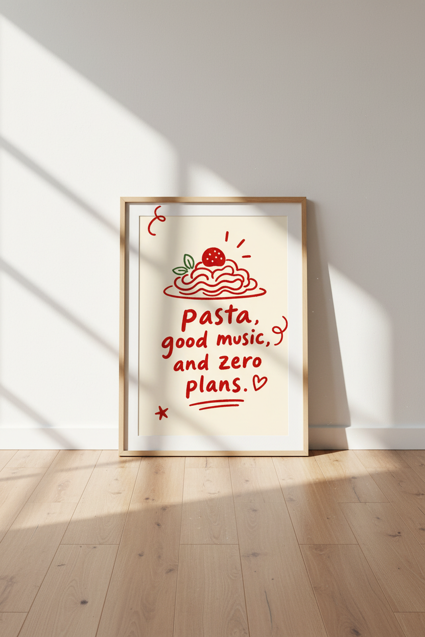 Playful Pasta Wall Art Print | Kitchen Decor | Modern Poster