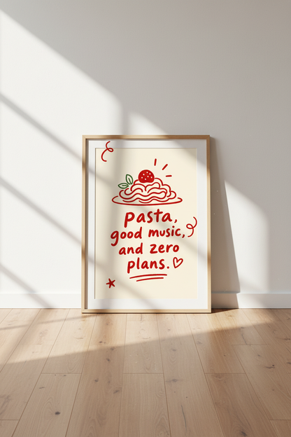 Playful Pasta Wall Art Print | Kitchen Decor | Modern Poster