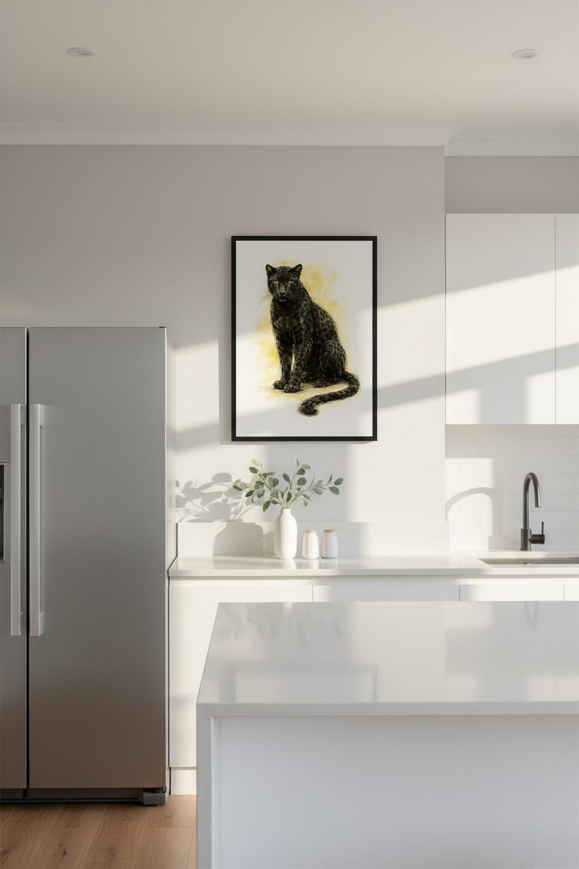 Black Panther Wall Art Print | Majestic Big Cat Portrait | Wildlife Animal Home Decor | Unique Leopard Poster
