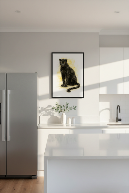 Black Panther Wall Art Print | Majestic Big Cat Portrait | Wildlife Animal Home Decor | Unique Leopard Poster