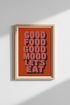 Good Food Good Mood Wall Art | Retro Kitchen Decor | Terracotta Poster