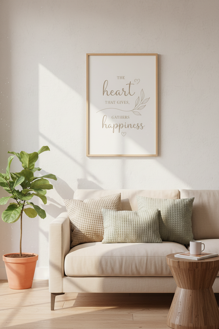 Heart That Gives Wall Art Print | Neutral Living Room Decor | Minimalist Poster