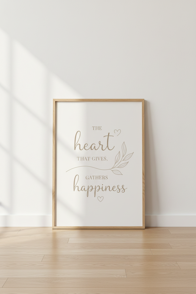 Heart That Gives Wall Art Print | Neutral Living Room Decor | Minimalist Poster