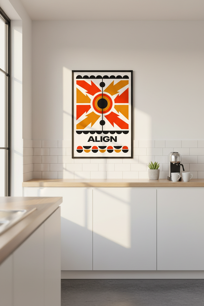 Abstract Align Wall Art Print | Mid-Century Modern Home Decor | Geometric Target Red Orange Yellow Poster | Unframed Art Print