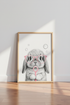 Bunny with Glasses Wall Art Print | Pink Nursery Decor | Whimsical Animal Poster
