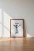 Baby Giraffe Bathtub Wall Art | Black and White Bathroom Decor | Nursery Poster