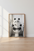 Panda on Toilet Wall Art | Funny Bathroom Decor, Black and White Panda Poster