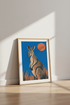 Kangaroo Wall Art Print | Blue & Orange Mid Century Modern Poster | Nursery Decor