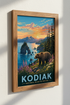 Kodiak National Wildlife Refuge Wall Art | Alaska Bear Sunset Poster, Cabin Decor