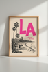 Retro California Poster | Pink LA Beach Wall Art Print | California Dreaming Decor