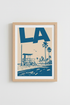 Retro LA Beach Poster | California Coastal Wall Art, Blue Modern Travel Print