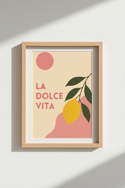 Lemon Art Print | Mediterranean La Dolce Vita Poster, Italian Summer Kitchen Decor